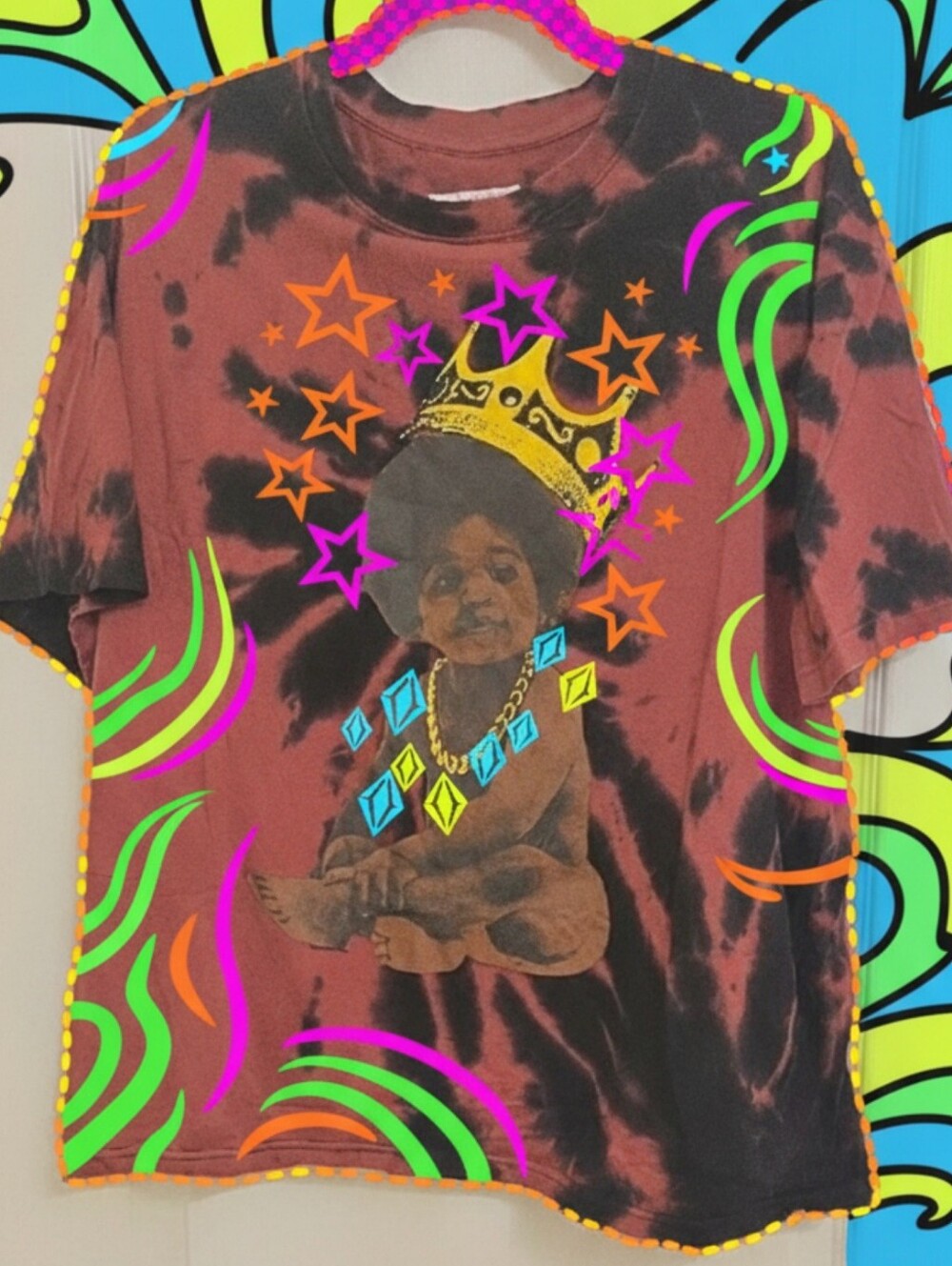 VTG The Notorious B.I.G. "Baby Biggie" Brooklyn Mint Tie-Dye Tee SZ XL 💯 Cotton